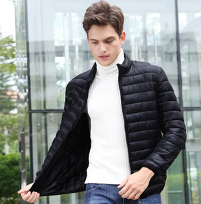 Jaqueta Masculina Casual Puffer com Capuz Removível